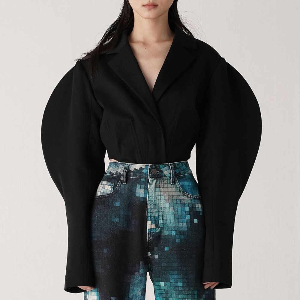 Anna Kiki Wide Sleeve Fishbone Jacket